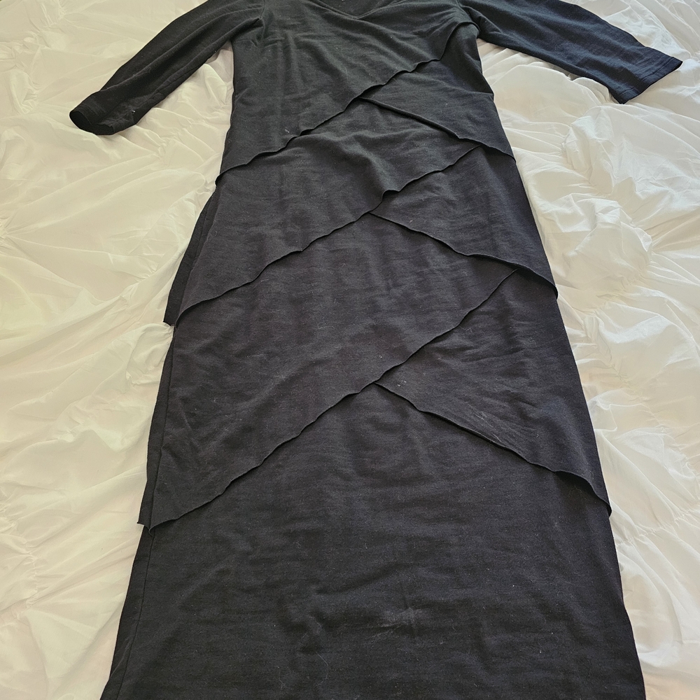 Neon Buddha Charcoal Asymmetrical Layered Dress